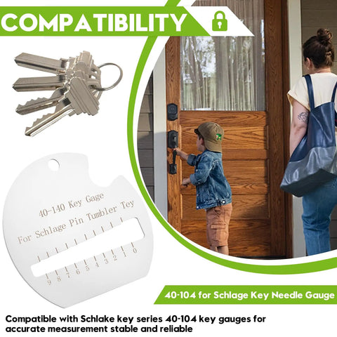 40-104 Key Needle Gauge For Home Lock Keys, Compact Semi-Circular Tool With Ergonomic Non-Slip Grip, Ultra-Precise Key Measurement For Common Door Lock Series, Portable Locksmith Gauge For DIYers And Pros, stainless steel key gauge