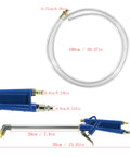 Ergonomic Pneumatic Air Blow Gun With 40 Inch Hose for Engine Cleaning and Degreaser Sprayer, blue gun with hose measurements visible