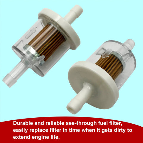 Two Pack One Quarter Inch Inline Fuel Filter Set, 40 Micron Pleated Element For Lawn Mowers, Tractors, And Small Engines