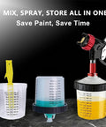 Pro Grade LVLP Spray Gun With Easy Swap 1.3 1.5 1.7 2.0 Mm Tips Plus Ten Disposable Cups with mixing cups and nozzles