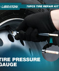 Tire pressure gauge from the 78 Piece Professional Tire Repair Kit With Heavy Duty Plugs for accurate tire assessment.