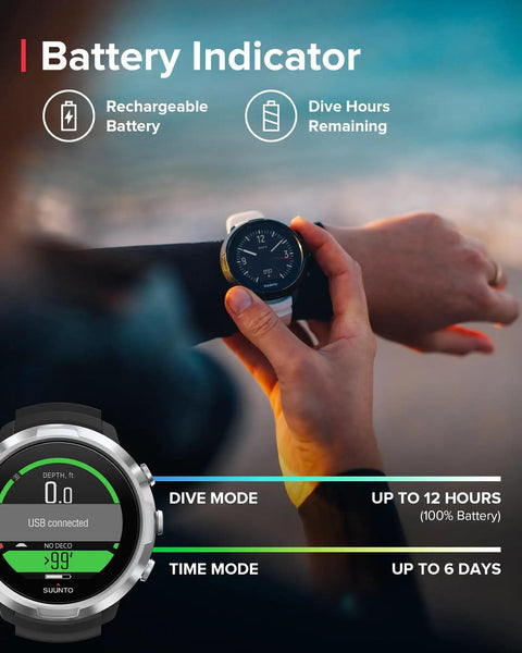 Person using D5 Wrist Dive Computer With USB Cable Black, 100m Water Resistant, Wireless Tank Pressure, Vibration Alarms on wrist