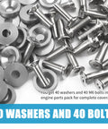 40Pc M6x20mm Engine Dress Up Kit With Spacer And Dress Up Bolts In Silver For Car Engine Bay Enhancement: washers and bolts