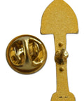 Straight Up Sweet Spring Gardening Enamel Lapel Pin Set For Suit Jacket And Necktie Three Piece Spade Shovel Hat Pin Kit With Secure Clutch Backs For Green Thumbs, gold shovel pin with clutch.