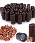 Heavy Duty Dry Splice Wire Connector Crimp Sleeve 600V Rating Perfect For Secure Electrical Circuit Splices Low Voltage High Voltage Applications Includes 50 Pack With Pre Filled Sleeves For Tough Jobs Around The House And Shop, brown copper sleeve set