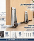 2 Pack Low Profile Caster Wheels 0.8 Inch Silver Non Slip Side Mount for doors and cabinets with smooth rolling design