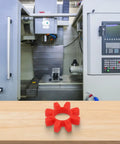 Flexible Coupling Insert for Industrial Machinery Drives and GR Series Models GR14 to GR125, Durable Urethane Core for Heavy Duty Conveyors, Pumps, and Rotating Equipment, High Strength Power Transmission Solution red urethane insert on bench