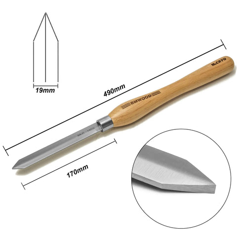 Cryo M2 HSS Diamond Parting Tool Three Sixteenth Inch With Twelve And A Half Inch Beech Handle For Woodturning Chisels