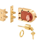 Jimmy-Proof Deadbolt With Solid Bronze Alloy And Brushed Brass Finish, Prohibits Forced Entry By Spreading Door Frames, kit view