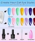 Gel Nail Polish Kit With UV Light 68 Piece Set Featuring 32 Colors for Home Salon DIY Nails with Cat Eye Glitter Effect