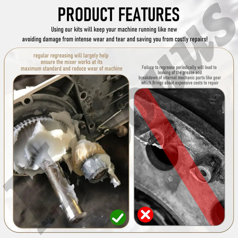 6 Oz Food Grade Grease For Kitchen Stand Mixers Pro Grade Lubricant For Regular Maintenance And Gear Wear Reduction, Compatible With Gasket Seals And Common Mixer Parts, One Can. mixer gears with grease, good and bad wear example