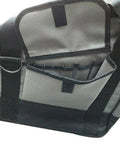 Side view of Heavy Duty Framer Nail Gun Tool Bag With Extra Pockets, 22 Inch Long By 16 Inch Wide By 8 Inch Tall, built from rugged 600D polyester.