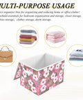 Super Slick Collapsible Storage Bin With Secure Velcro Lid And Tough As Nails Frame Handles For Hassle Free Bedroom Organization And Sweet Closet Solutions Smoothly Saves Space, floral design, open, versatile use for linens and bags.