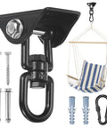 Beefy 360 Degree Swivel Swing Hangers Kit, 1200 Lb Capacity Stainless Steel Ceiling Mount shown with bolts and hammock