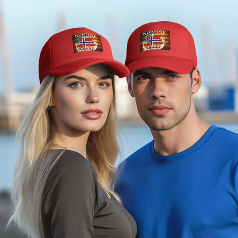 Denim Washed Vintage Adjustable Trucker Cap With Norwegian Flag Dragon Boat Theme Unisex Cowboy Style Hat Lightweight
