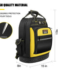 Heavy Duty Tool Backpack With Molded Waterproof Bottom And Waist Support For Electricians, Plumbers, And Pros Built To Last