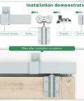 Installation steps of Exterior Sliding Barn Door Hardware Kit With 12 Ft Galvanized Steel Box Track for 72-inch doors.