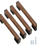 Black Walnut Zinc Alloy Cabinet Pull Four Pack 7.56 Inch Center To Center Drawer Knob with screws shown at angle