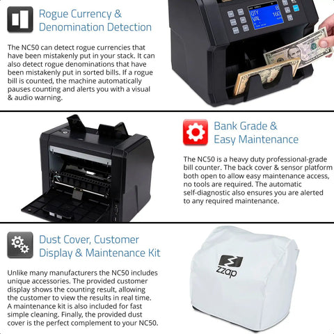 All In One Pro Grade Money Counter And Currency Detector That Handles Mixed And Single Denomination USD MXN CAD GBP EURO with accessories
