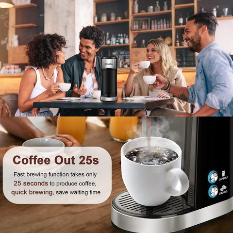 Single Serve K Cup Coffee Maker With 14 Oz Removable Water Reservoir Fast Brew Self Cleaning Function Compact Black Coffee Machine
