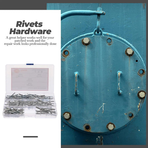 All Purpose Aluminum Blind Rivet Kit 140 Pcs Flange Pop Rivets Set For DIY Repairs And Industrial Projects with storage case
