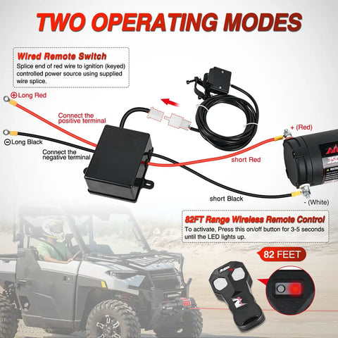 Beefy 3500 Lb ATV UTV Winch With 12V DC Motor Synthetic Rope Wireless Remote Wired Switch Fairlead And Mounting Plate Waterproof Portable Tow Winch For Jeeps Trucks Trailers And Off Road Adventures wiring kit with wireless remote and control box