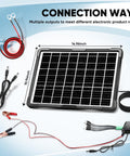 20W Solar Powered Battery Charger And Maintainer With Built In Smart MPPT Charge Controller Waterproof 12V Solar Panel Kit, connection cables