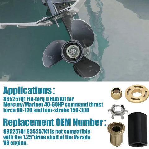 Brass Prop Hub Replacement Kit For Alpha One Style Outboard Propellers With Quicksilver Brass 835257Q1 835257K1 on propeller