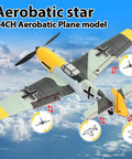 WWII Warbird RC Plane Ready To Fly For Adults And Teens 14 Plus, 4 Channel Remote, on cloudy sky background.