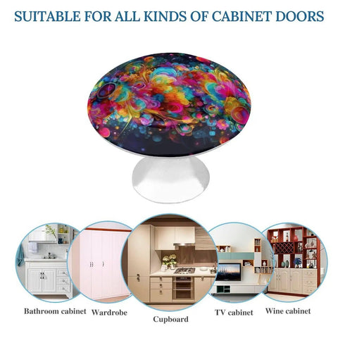 Bright Colorful Round Art Cabinet Knobs 2 Pack With Screws Dope Drawer Pulls For Dressers Cabinets Kitchen Doors Vanity And Furniture Hardware