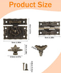 Antique Engraved Latch Hasp Hinges And Box Corner Protectors Hardware Kit dimensions with vintage bronze finish
