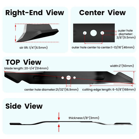 Diagram of 21 Inch AB2100 Replacement Mulching Blade For EGO Electric Lawn Mowers LM2102SP LM2100SP LM2142SP LM2101 LM2100