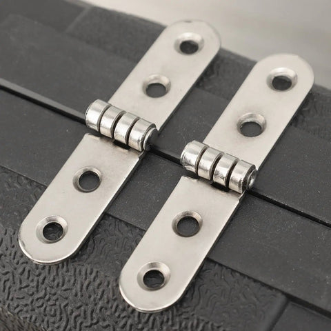 Six Piece Folding Door Hinges Set With Rust Resistant Finish Heavy Duty And Easy Install For Furniture And Decor, close-up view on black surface