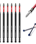Diamond Coated Impact Screwdriver Bit Set 6 Inches PH2 Phillips 6 Pc Magnetic S2 Steel Power Driver Bits With Tubes Case
