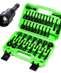 Magnetic Nut Driver Set For Impact Drill With Thirty Nine Pieces Includes Metric And SAE Hex Nut Drivers Quick Release Bit Holder