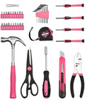 Pink 40 Piece Girly Tool Set For Women With Durable Chrome Vanadium Hand Tools In A Sturdy Plastic Toolbox Perfect For Home Repairs Garage Projects Dorm Room DIY And Everyday Fixes