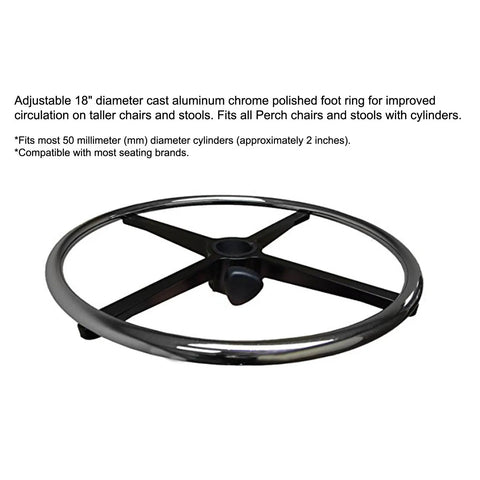 Adjustable chrome footring for Heavy Duty Built Tough Adjustable Polyurethane Desk Stool With Footring And Caps Work Bench