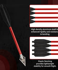 Red 6.6 Inch Aluminum Mini Crossbow Bolts Set, 12 Pack, 50-80 LB Draw, Replaceable Sharp Blade Tips, and plastic fletching
