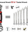 Universal Wrench 52 In 1 Socket Wrench Set with double ended heads and 360 rotating head for DIY bike and car repairs