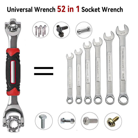 Universal Wrench 52 In 1 Socket Wrench Set with double ended heads and 360 rotating head for DIY bike and car repairs