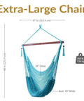 Sky Blue Caribbean XL Outdoor Hammock Chair Swing For Reading And Relaxing, Indoor Or Patio Lounger, 300 Lb Capacity, Durable Polyester Rope, Comfortable Hanging Hammock Seat