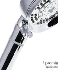 Handheld Chrome Shower Head With Chlorine And Mineral Filter, Adjustable 7-Setting Spray, Reduces Free Chlorine And Hydrogen Sulfide