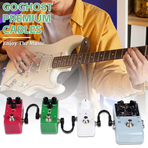 Guitarist using Three Foot Guitar Patch Cables With Quarter Inch TS Right Angle with effects pedals on pedalboard