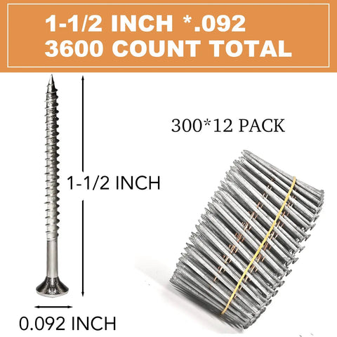 3600 Count Siding Nails 15-Degree Coil 1-1/2 Inch .092 Wire Ring Shank Full Round Head Hot-Dipped Galvanized