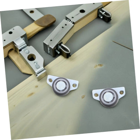 Set Of Four Adjustable Door Wheel Rollers For Sliding Closet Barn Doors With Heavy Duty Silent Pulleys on wooden surface