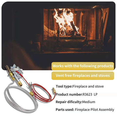 Upgraded LP Pilot Assembly With Integrated Thermocouple And Thermopile For LPG Gas Fireplaces And Stoves Replacement Part