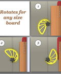 Badass Table Saw Safety Kit Featuring A Spiral Featherboard Paired With A Rock Solid Miter Clamp Built For Contractor Saws And Hassle Free One Handed Woodworking Adjustments Daily, showing adjustable yellow featherboard for different board sizes.