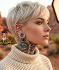 Lavender Opalite Hollow Glass Ear Plugs Gauges 10mm To 00 Gauge Hollow Tunnel Ear Stretchin Saddle Style Premium Body Jewelry