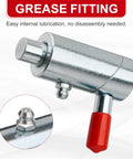 Heavy Duty Half Inch Spring Plunger Pin Twist Lock And Cam Lock For Wrecker showing grease fitting and red handle for easy lubrication.