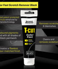 Tube of T-Cut Color Fast Scratch Remover for Black Car Paint 5.3 Oz, Fix Scratches, Mask Oxidation, and Bring Back Showroom Shine